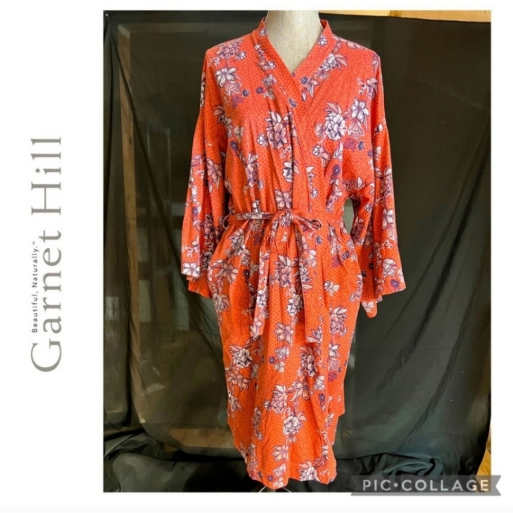 GARNET HILL | BEAUTIFUL Asian Wrap Organic Cotton Batwing  Kimono *NWOT* 💎